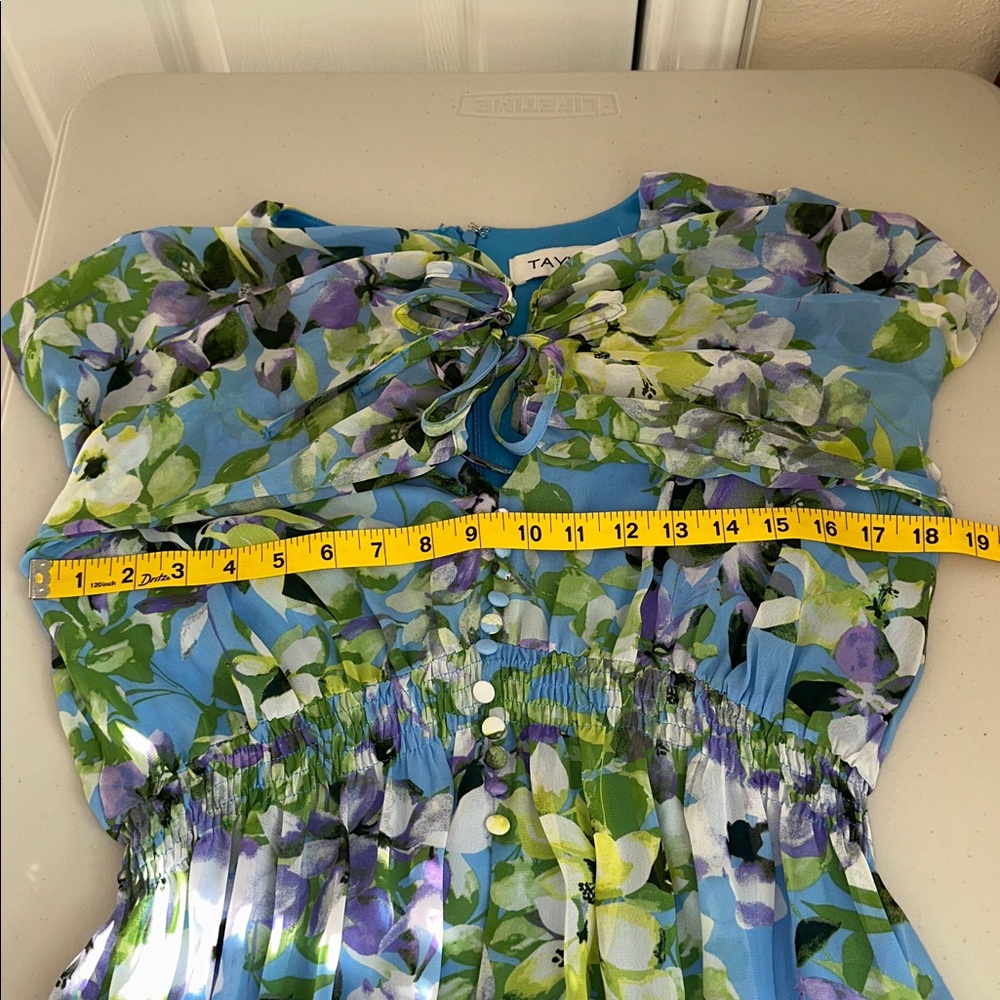 Taylor Floral Long Sleeve Dress in Blue and Green - Picture 8 of 15